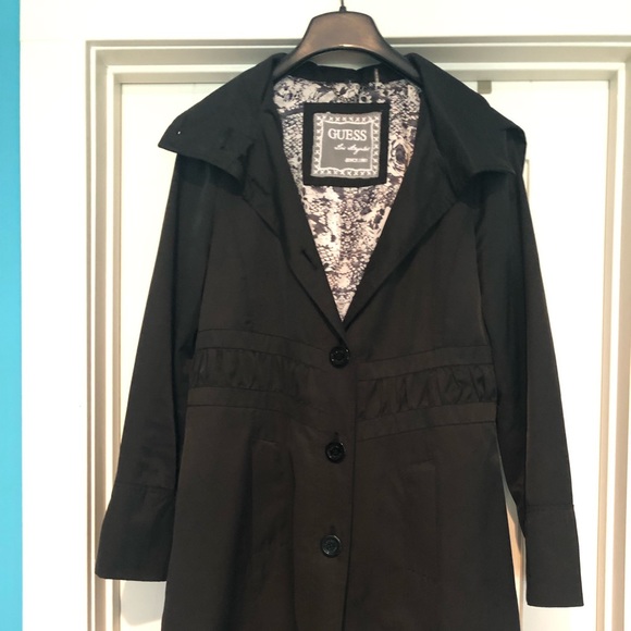 guess black trench coat